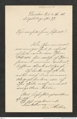 Nachlass Franz Steindachner, Brief von C. Heller an Franz Steindachner (03.03.1911), Inv.Nr. 212.09, Seite 1